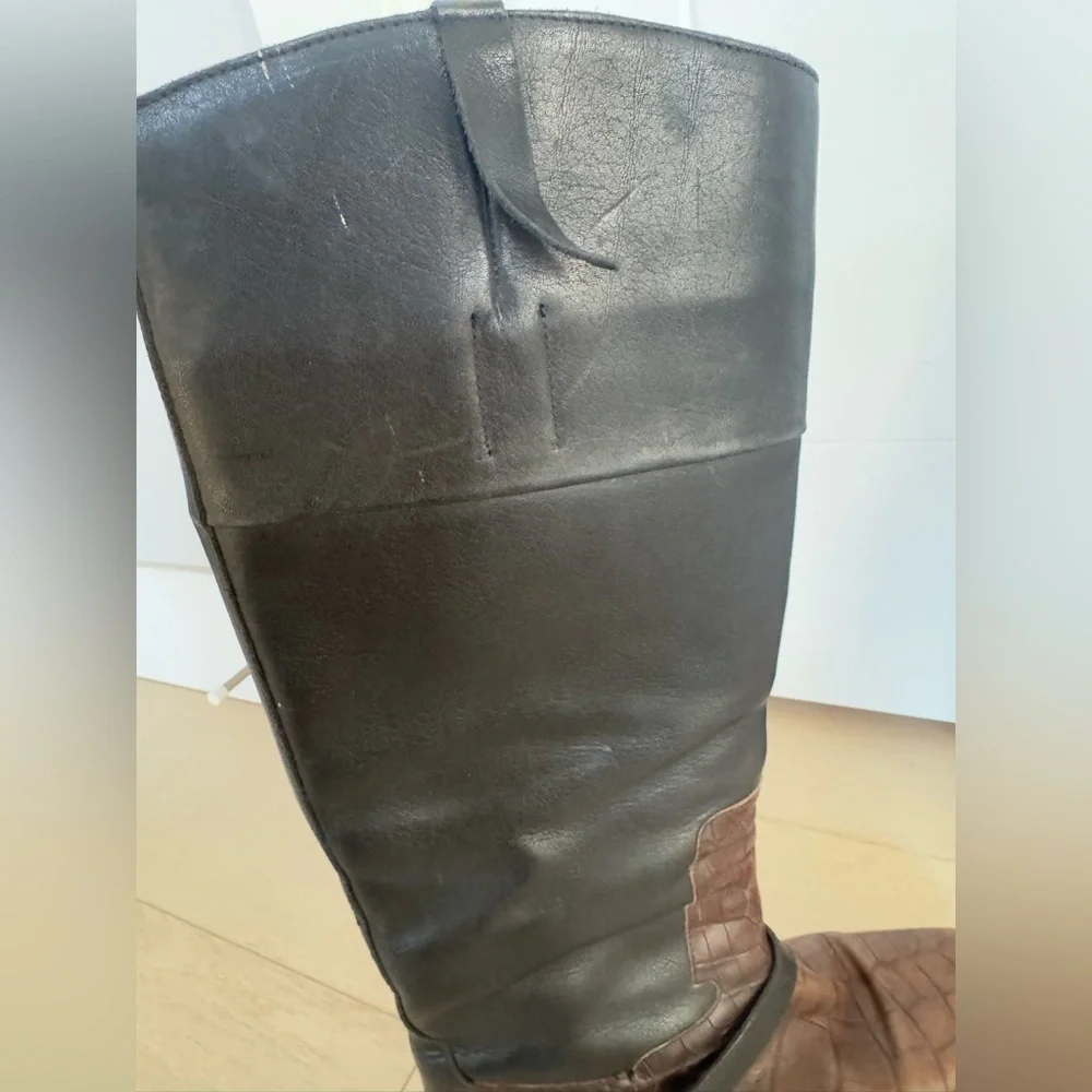 Golden Goose pull on croc leather riding boots size 39 9